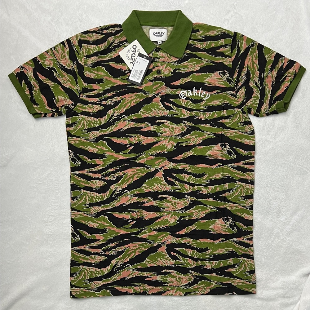 Oakley Men's Olive & Black Camo-Print Polo Size M
